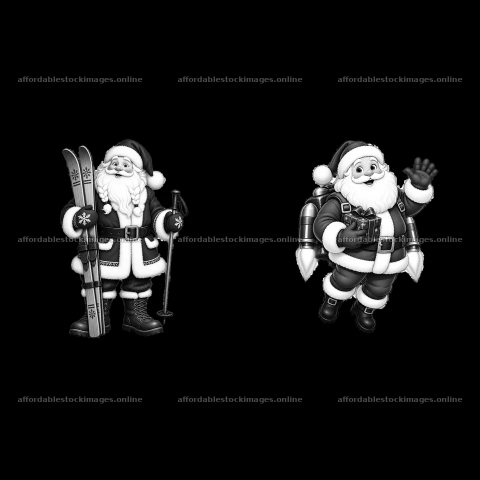 Monochrome two isolated cartoon figure stickers – stock images 7746x7746