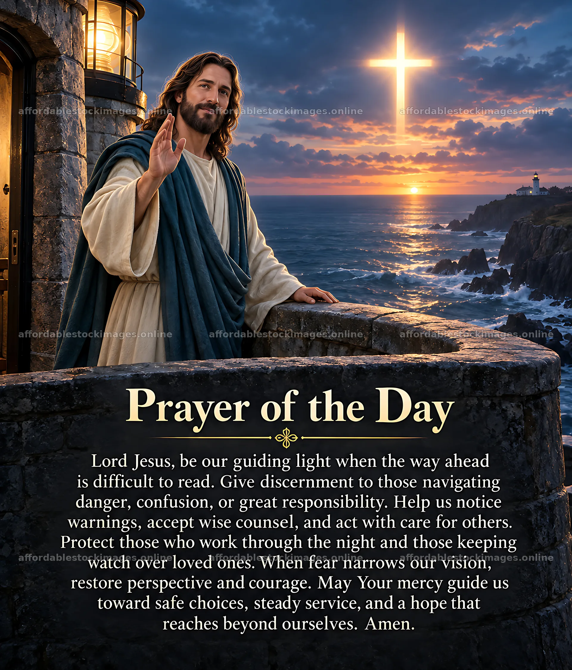 Faith at the lighthouse – stock images 7330x8596