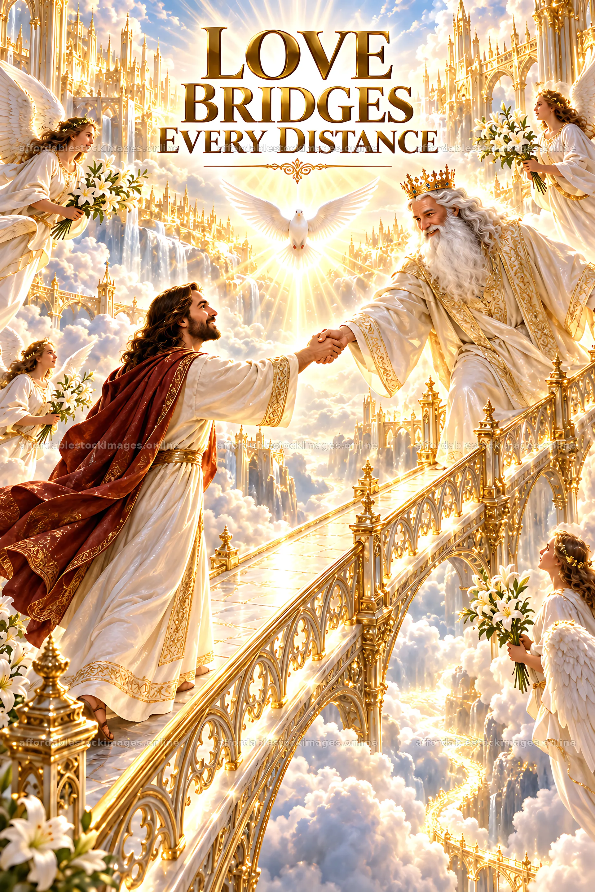 Love bridges every distance in a heavenly setting – stock images 6480x9722