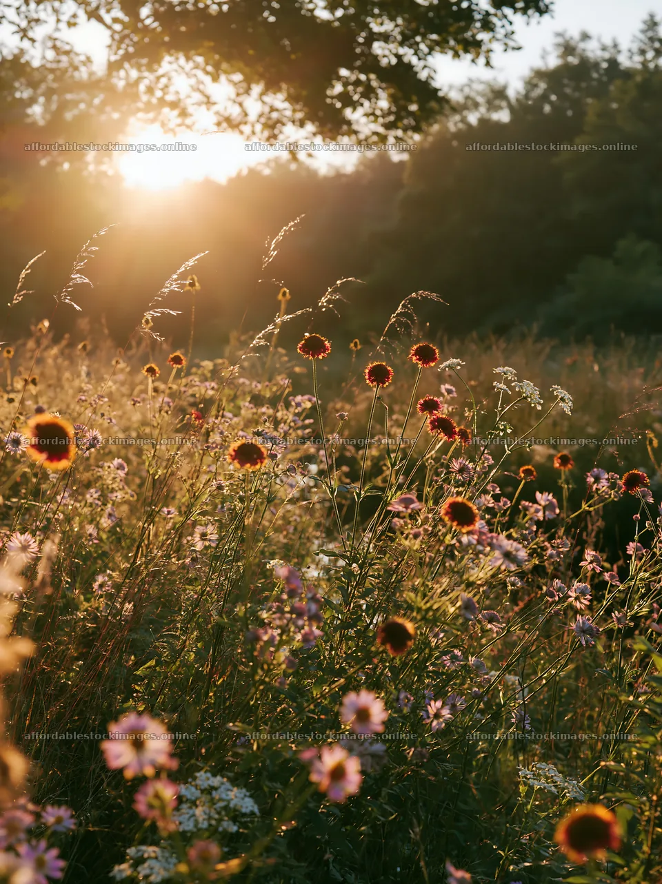 Christmas wreaths beside stream in meadow during sunset – stock images 6866x9174