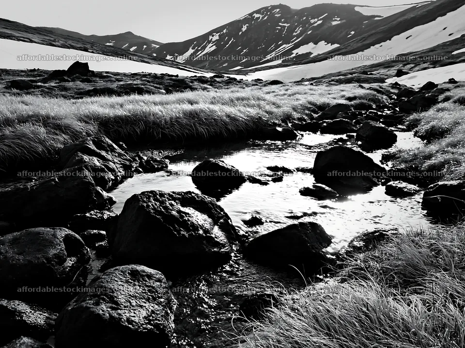 Akita snowmelt meadow with silver grasses and flowing stream – stock images 9174x6866