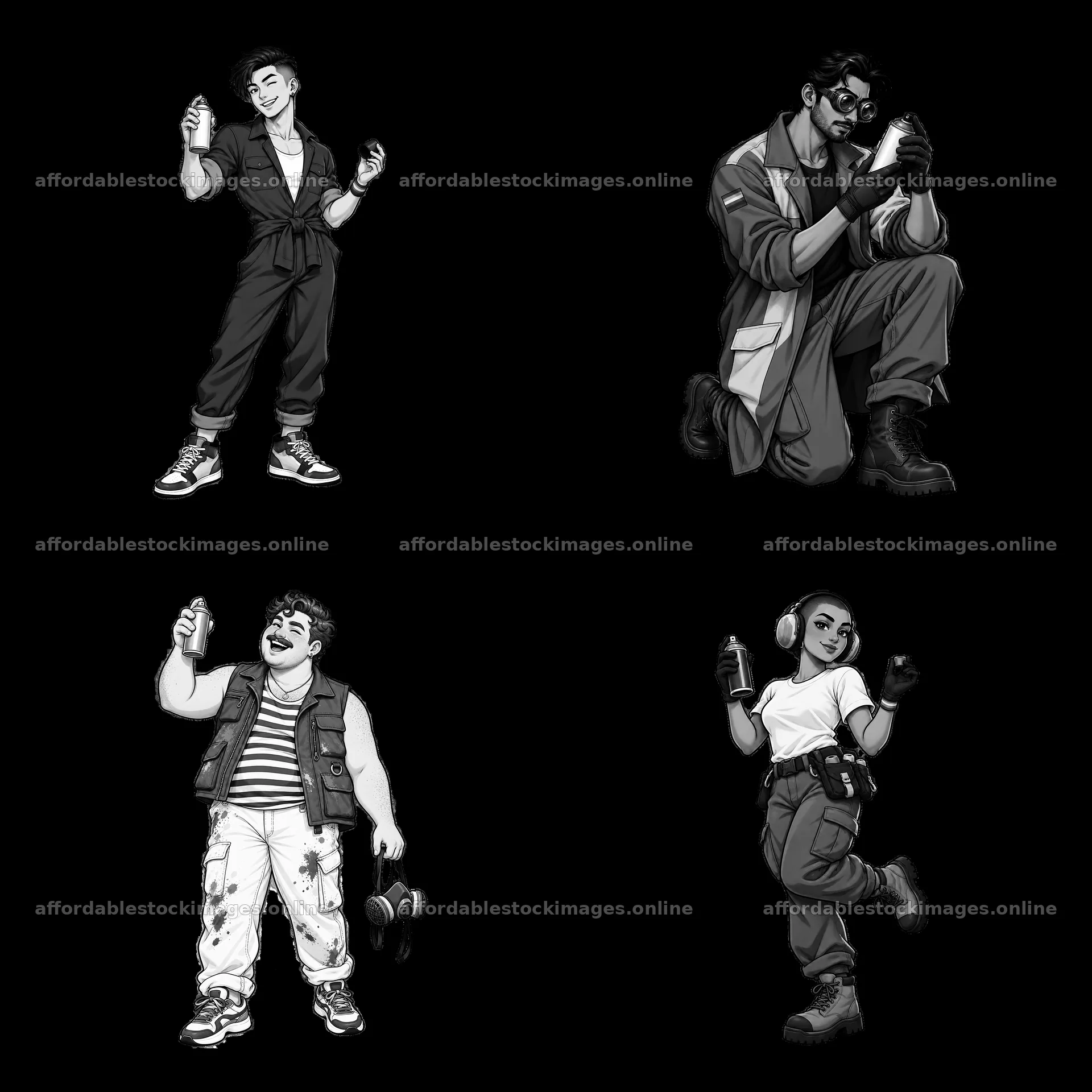 Gay graffiti spray painters in action – stock images 7746x7746