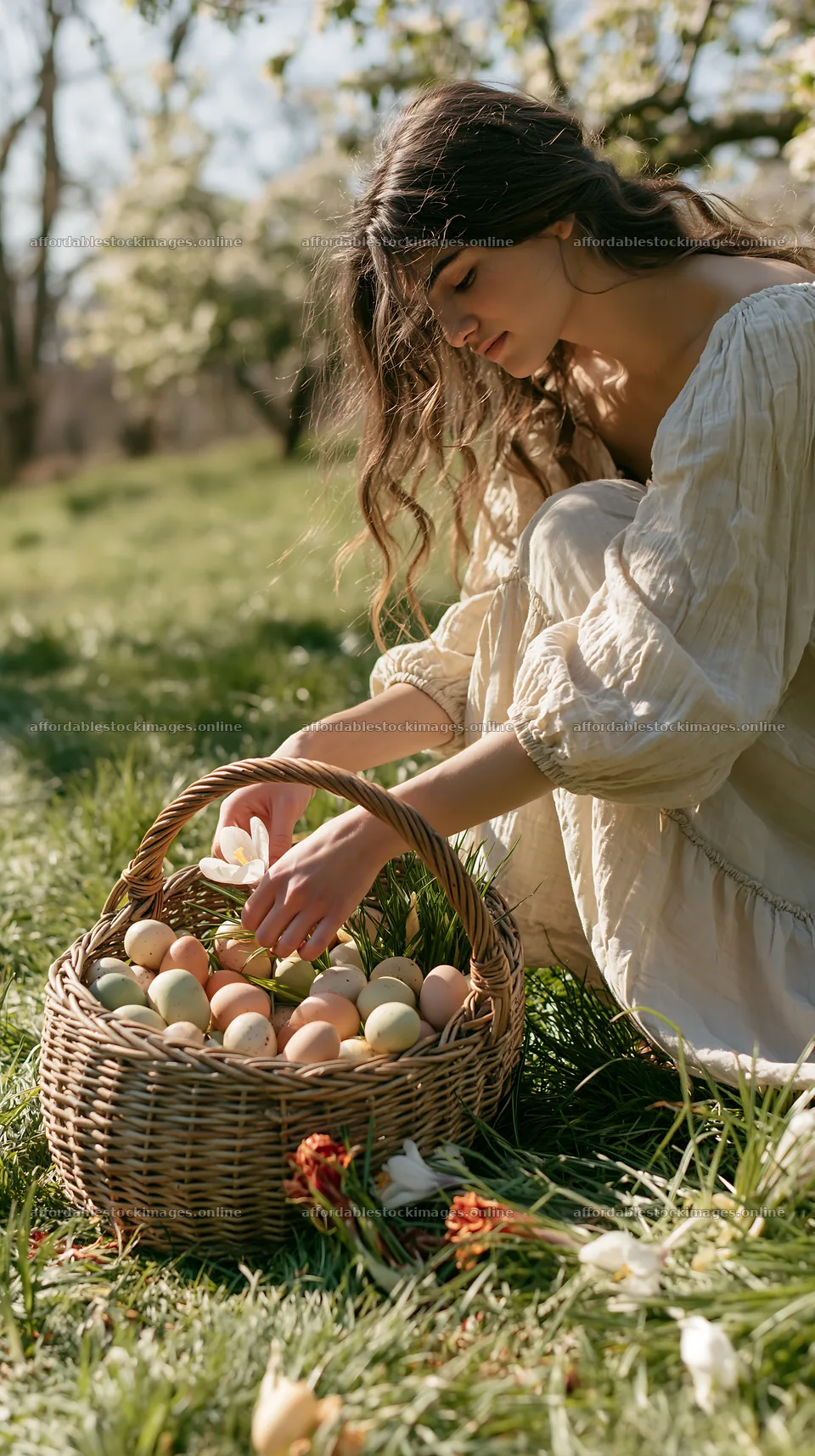 Filled easter basket in a meadow on a sunny day – stock images 5938x10608