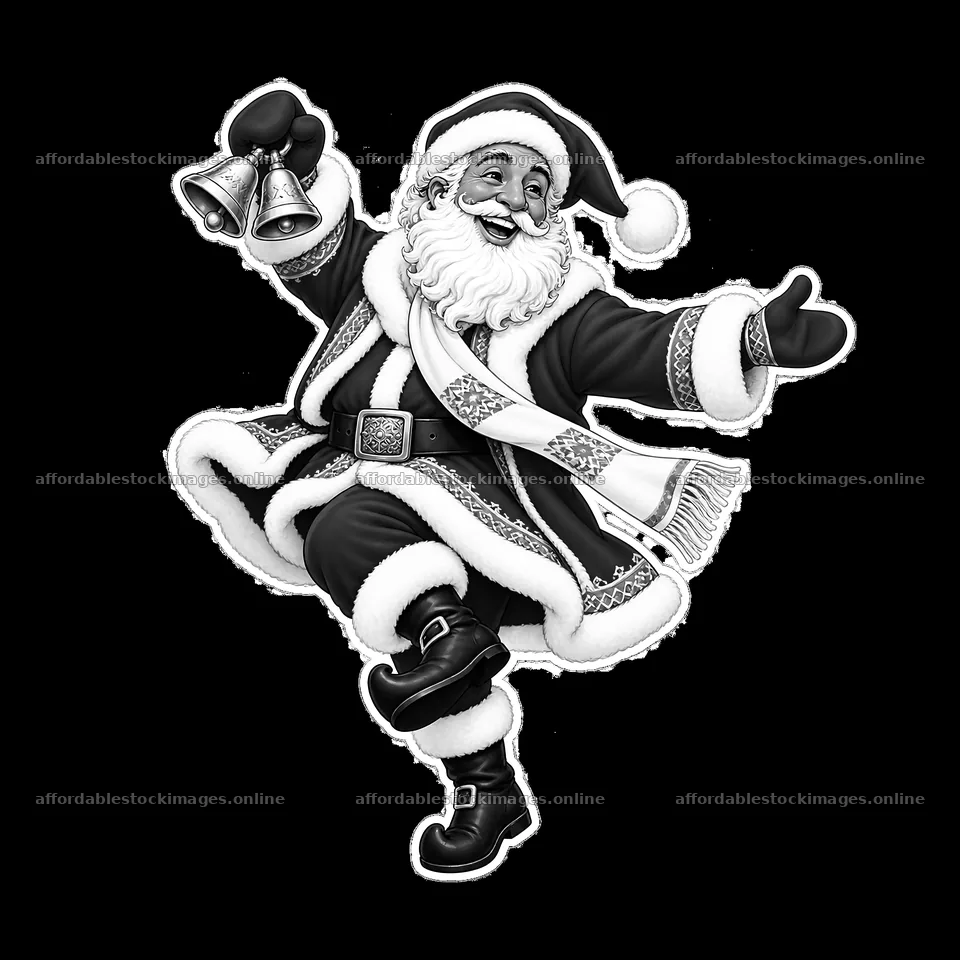 Santa Claus dancing and ringing bells with joy – stock images 7746x7746
