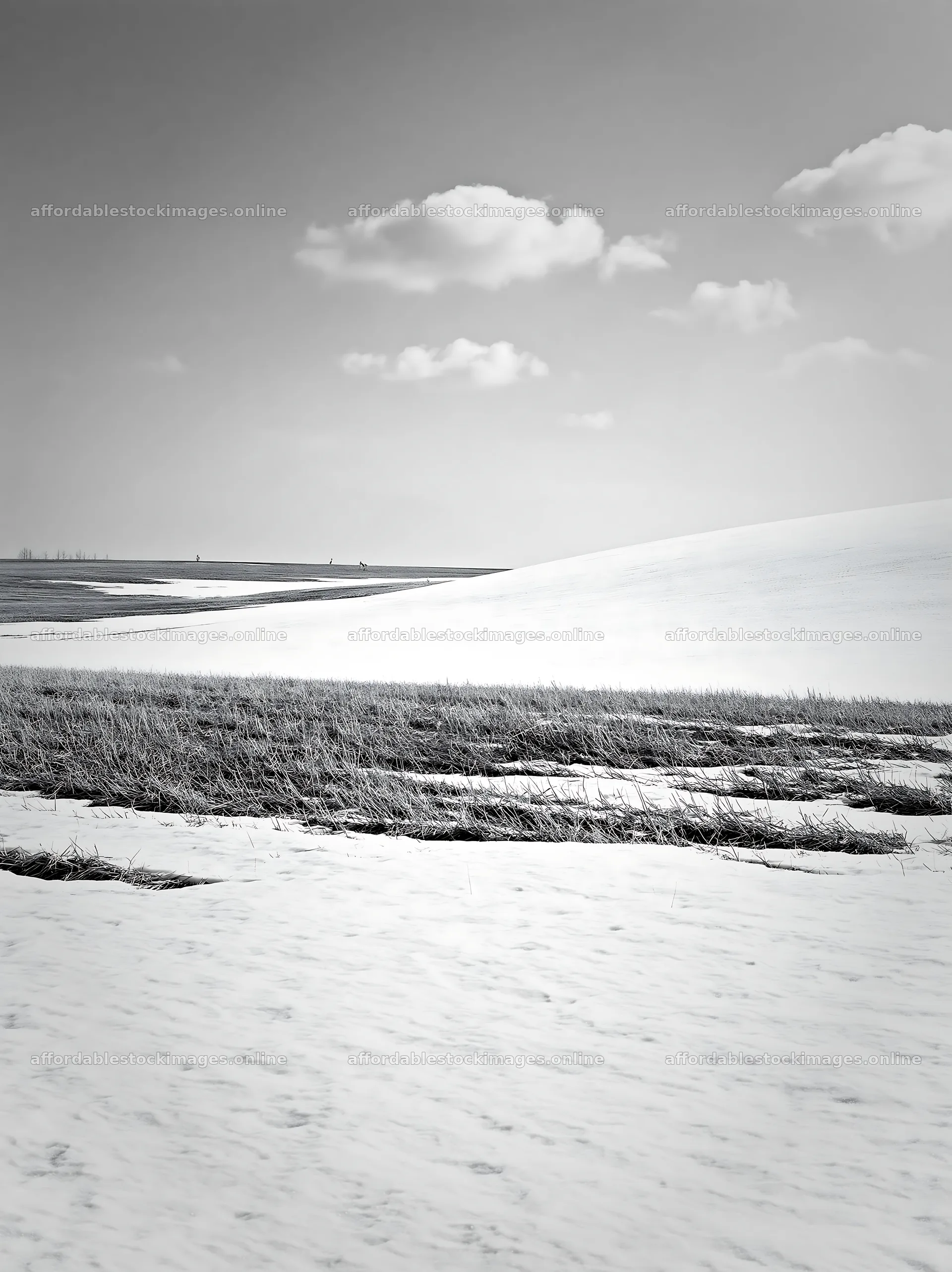 Snow covered hills in Biei with gray clouds above – stock images 6866x9174