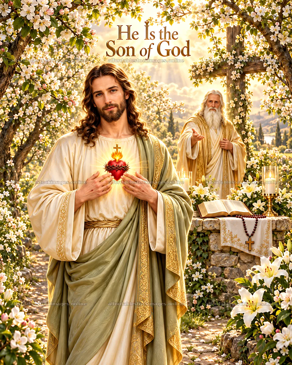 He is the Son of God in a garden setting – stock images 7100x8872