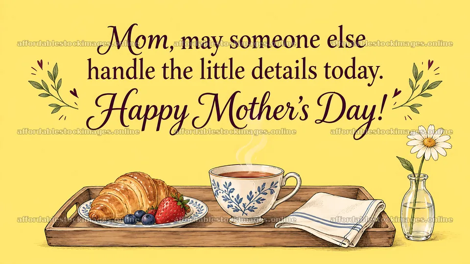 Mother's Day Breakfast Greeting Illustration – stock images 10324x5812