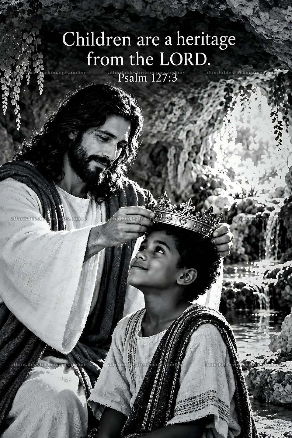 Jesus Christ crowns a child, highlighting their value – stock images 6480x9722