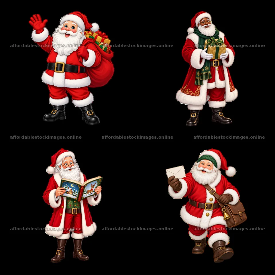 Four cartoon figure stickers in a square arrangement – stock images 7746x7746