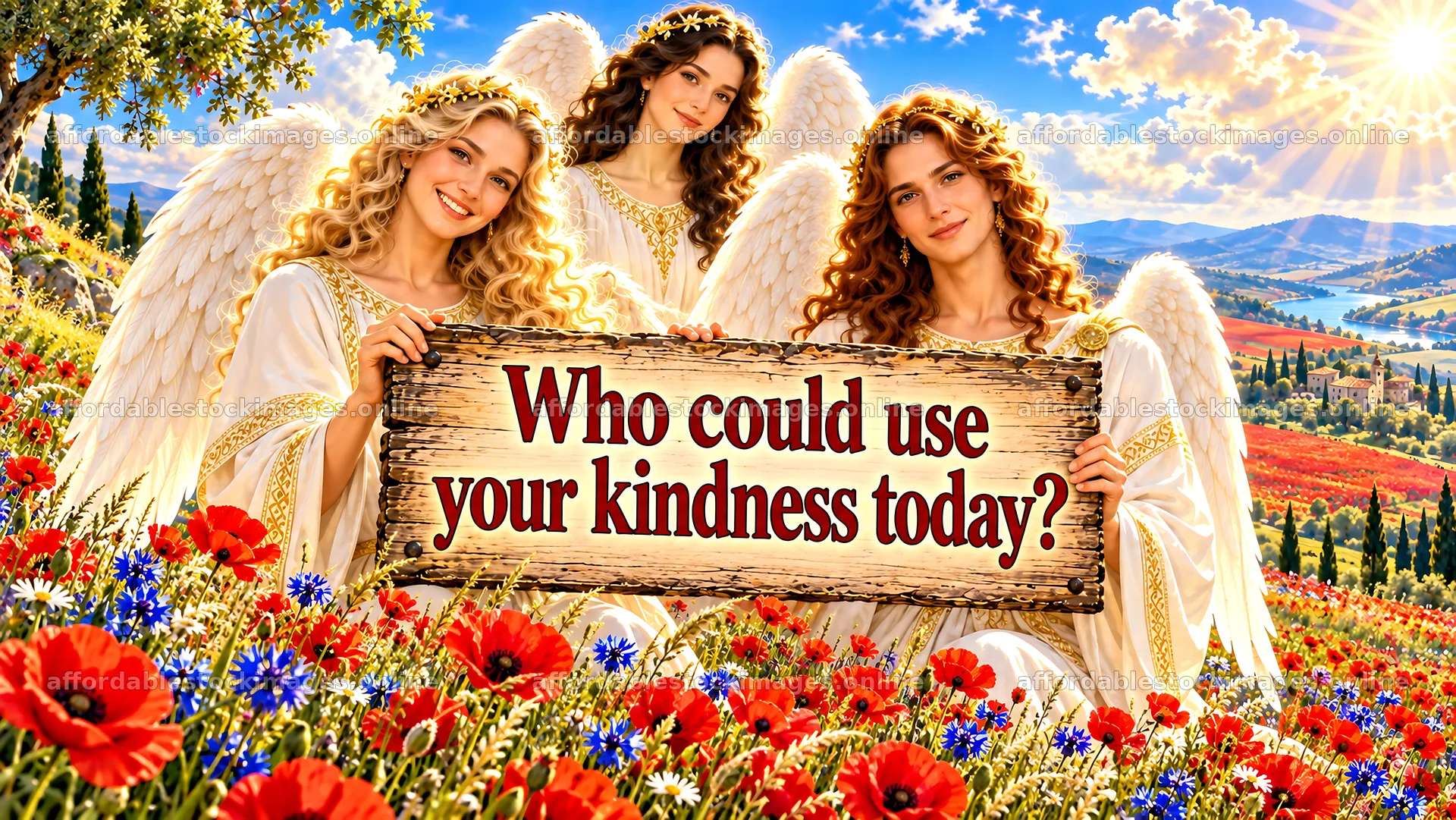 Jesus Christ encouraging kindness in a beautiful landscape – stock images 10324x5812