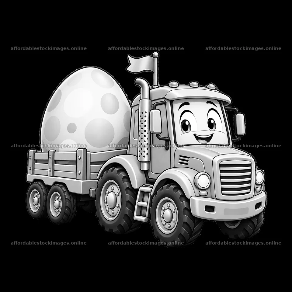 Easter truck carrying a large decorated egg – stock images 7746x7746