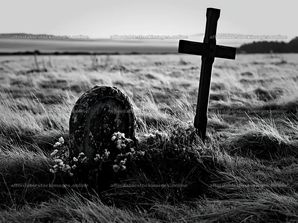 Christian cross in winter meadow with grass and flowers – stock images 9174x6866