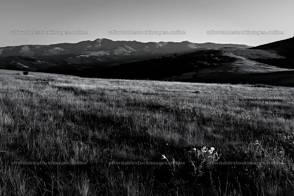 Moonrise over a meadow with mountains in the distance – stock images 9722x6480