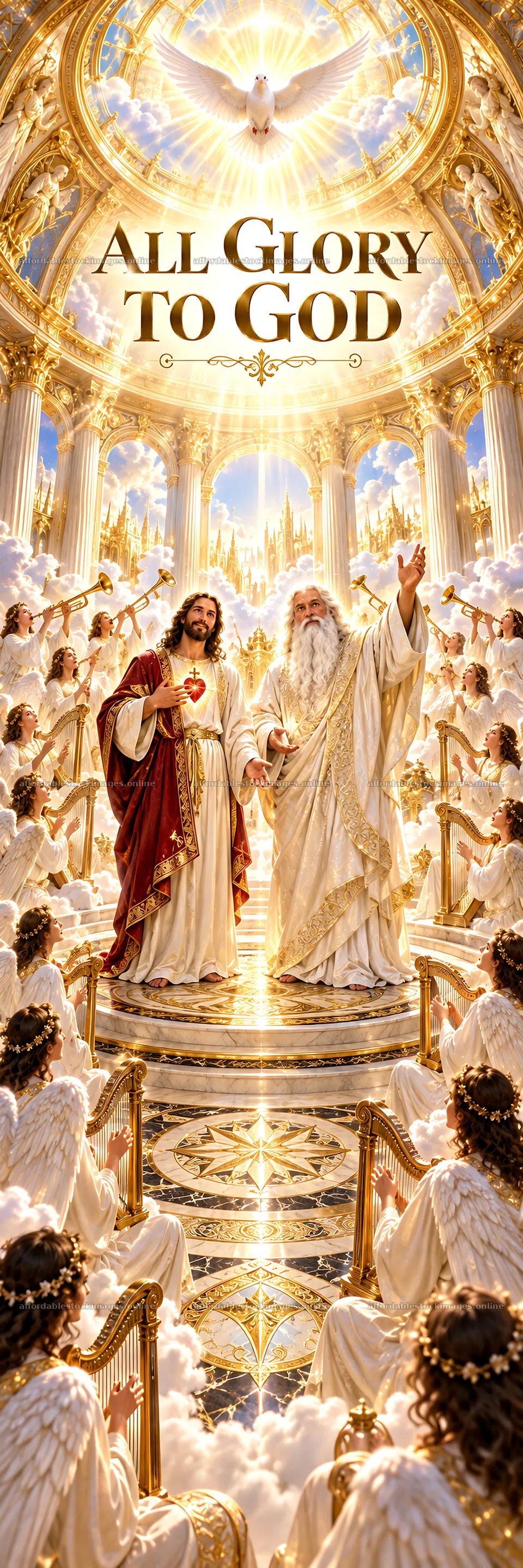 Jesus Christ in heavenly glory with God the Father – stock images 4472x13417