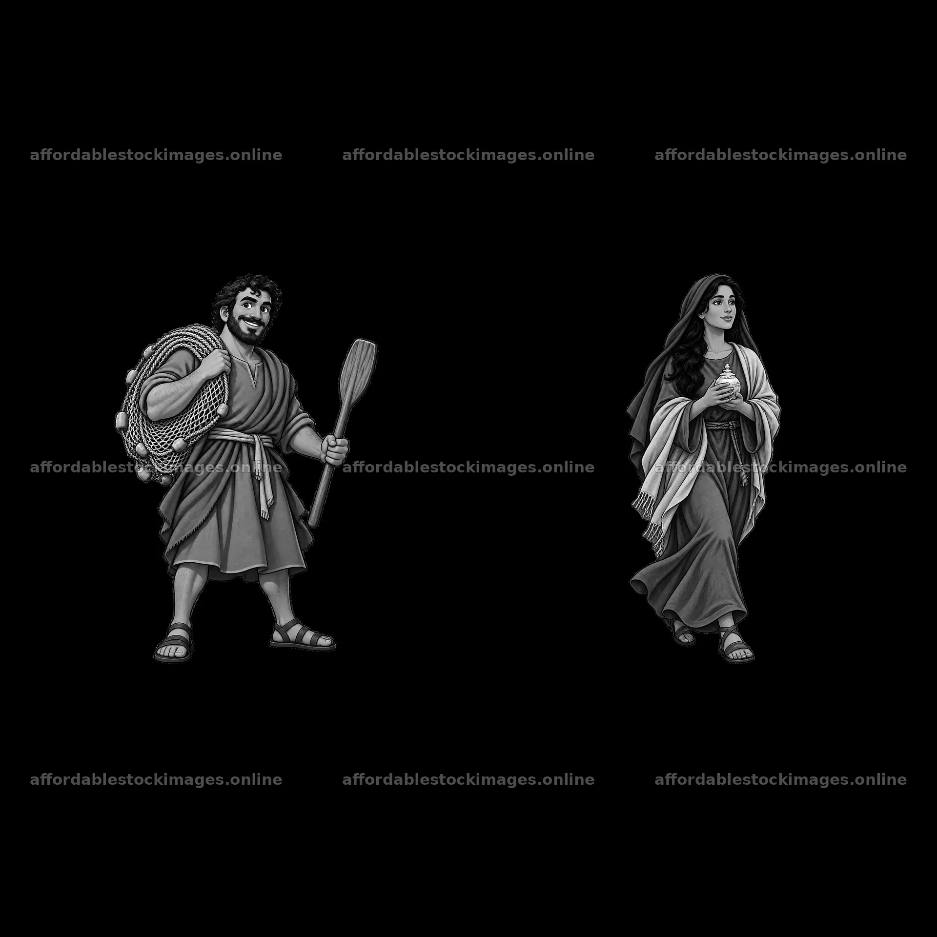 Jesus and a follower walking with traditional attire – stock images 7746x7746