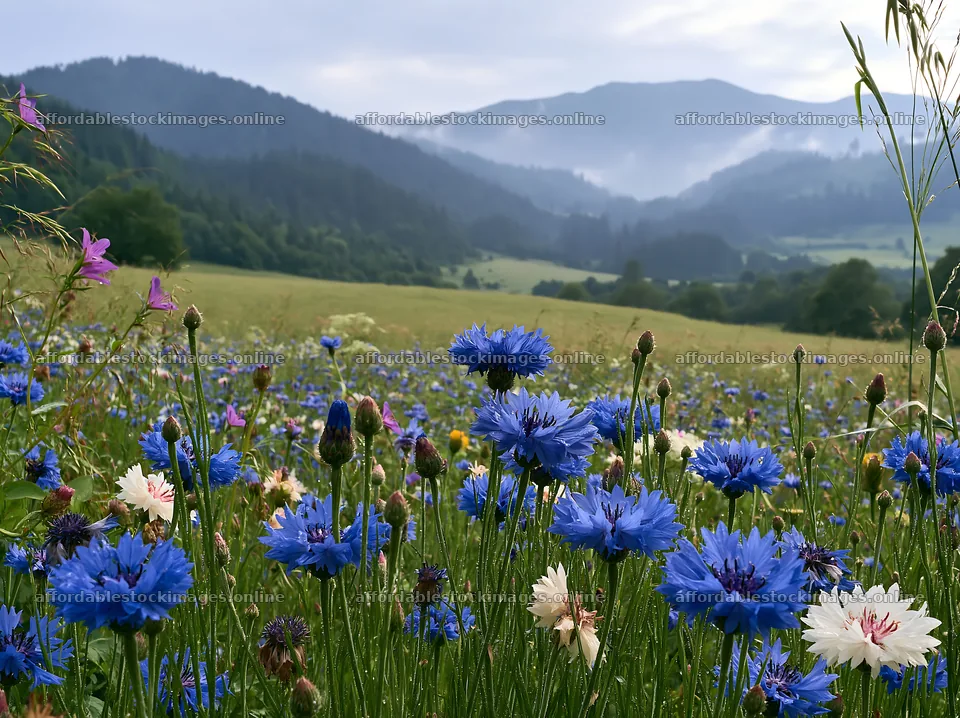 Slovak meadow with wildflowers across Carpathian valley – stock images 9174x6866