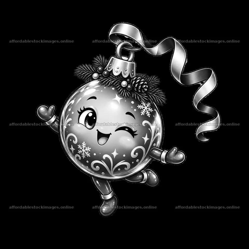 Happy cartoon Christmas ornament character with playful – stock images 7746x7746