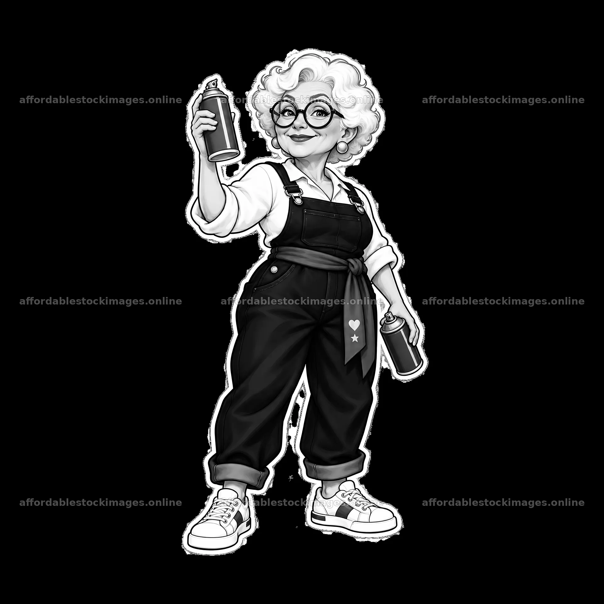 Patriotic graffiti sprayer holding spray paint in overalls – stock images 7746x7746