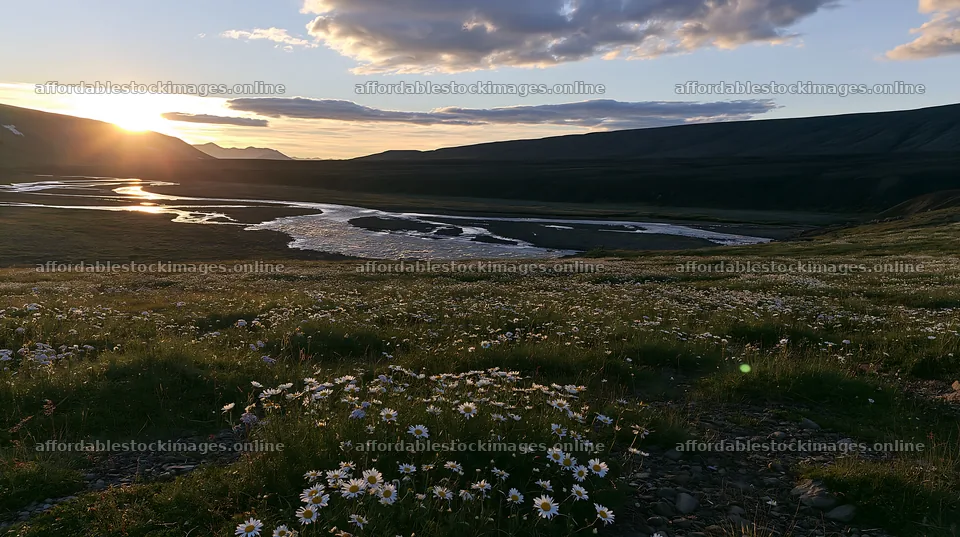 Meadow whiteout in a scenic valley during sunset – stock images 10608x5938