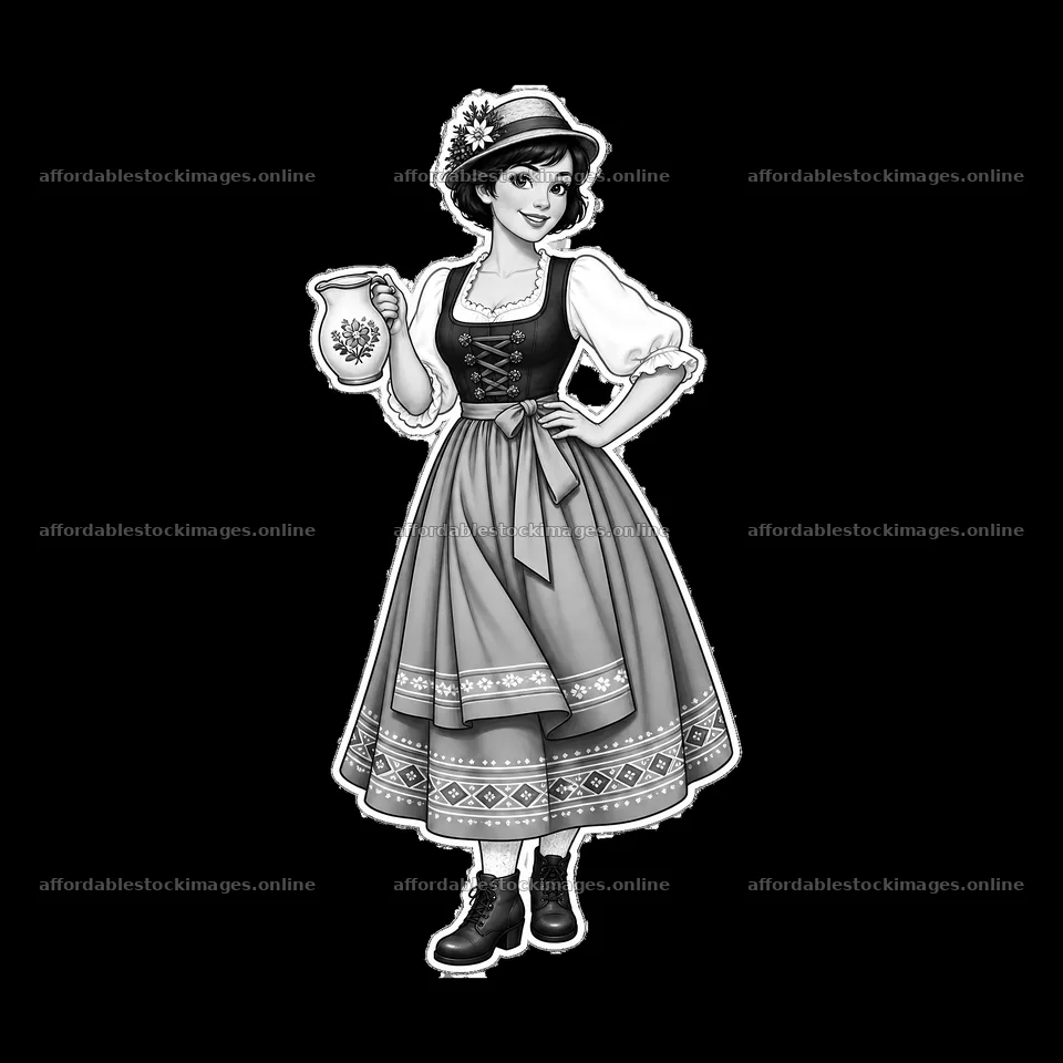 Woman in traditional folk dress holding a jug – stock images 7746x7746