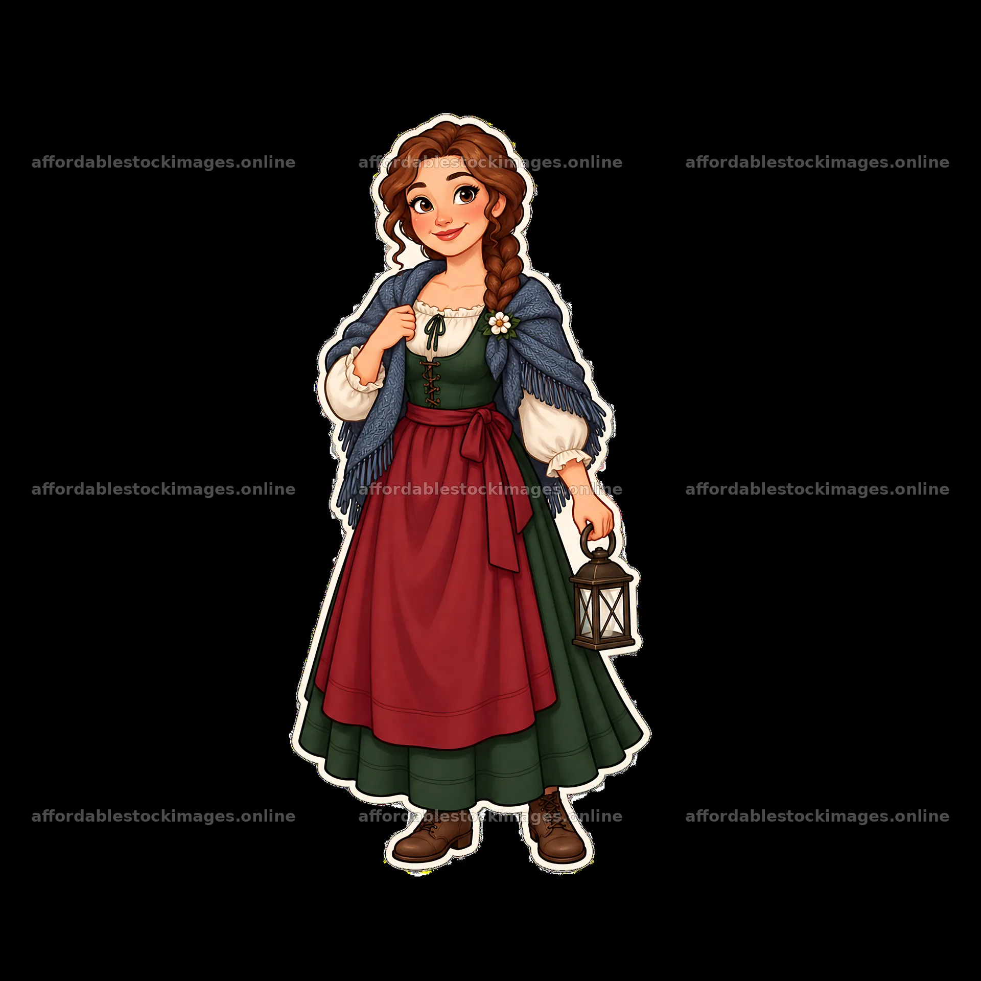 Woman in traditional folk dress holding a lantern – stock images 7746x7746