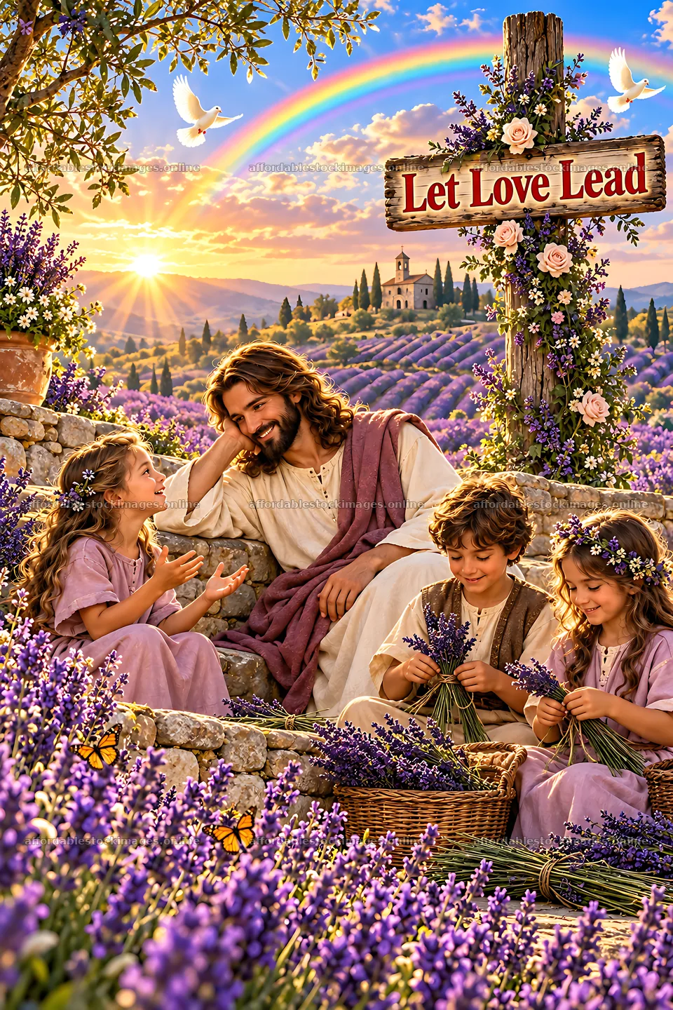 Rest in the lavender fields with loved ones – stock images 6480x9722
