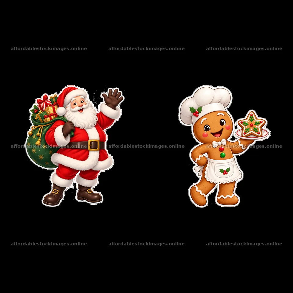 Two isolated cartoon figure stickers – stock images 7746x7746