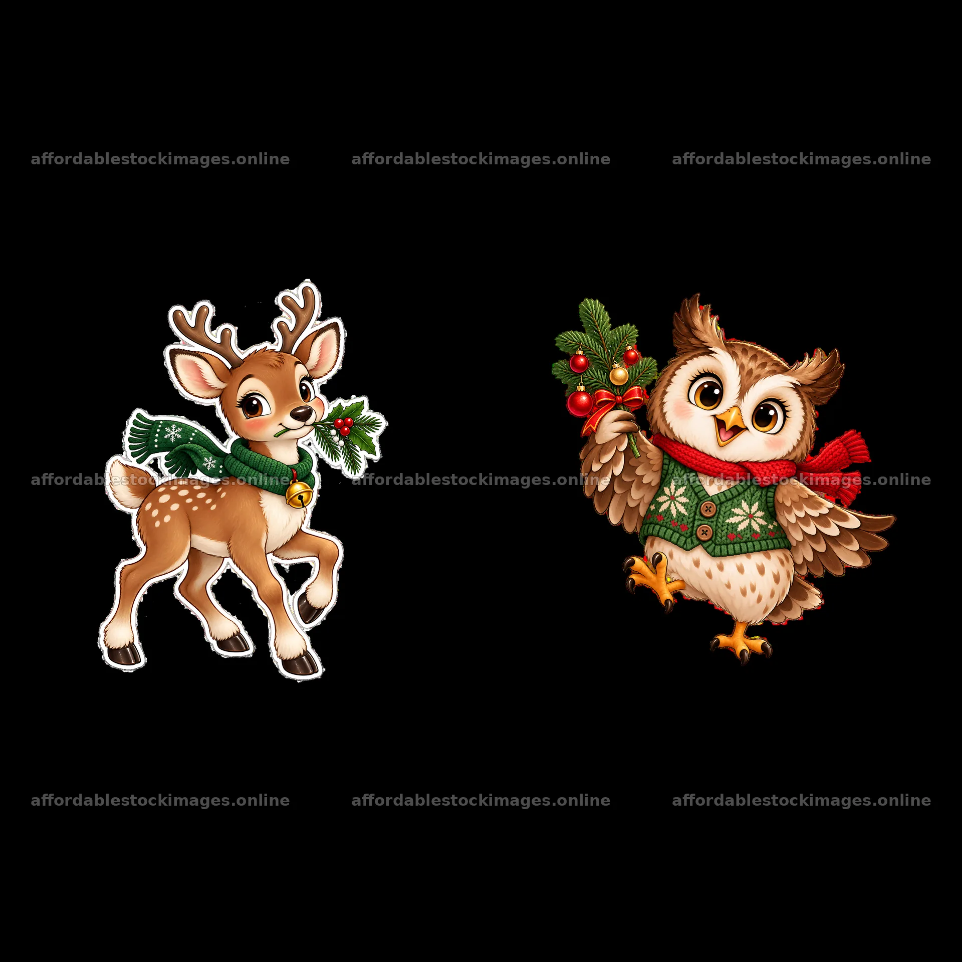 Two isolated cartoon figure stickers – stock images 7746x7746