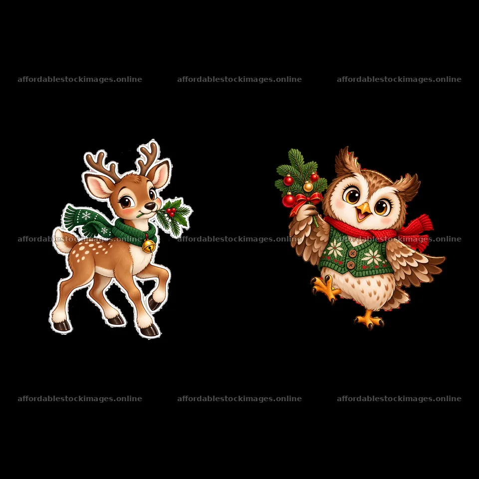 Two isolated cartoon figure stickers – stock images 7746x7746