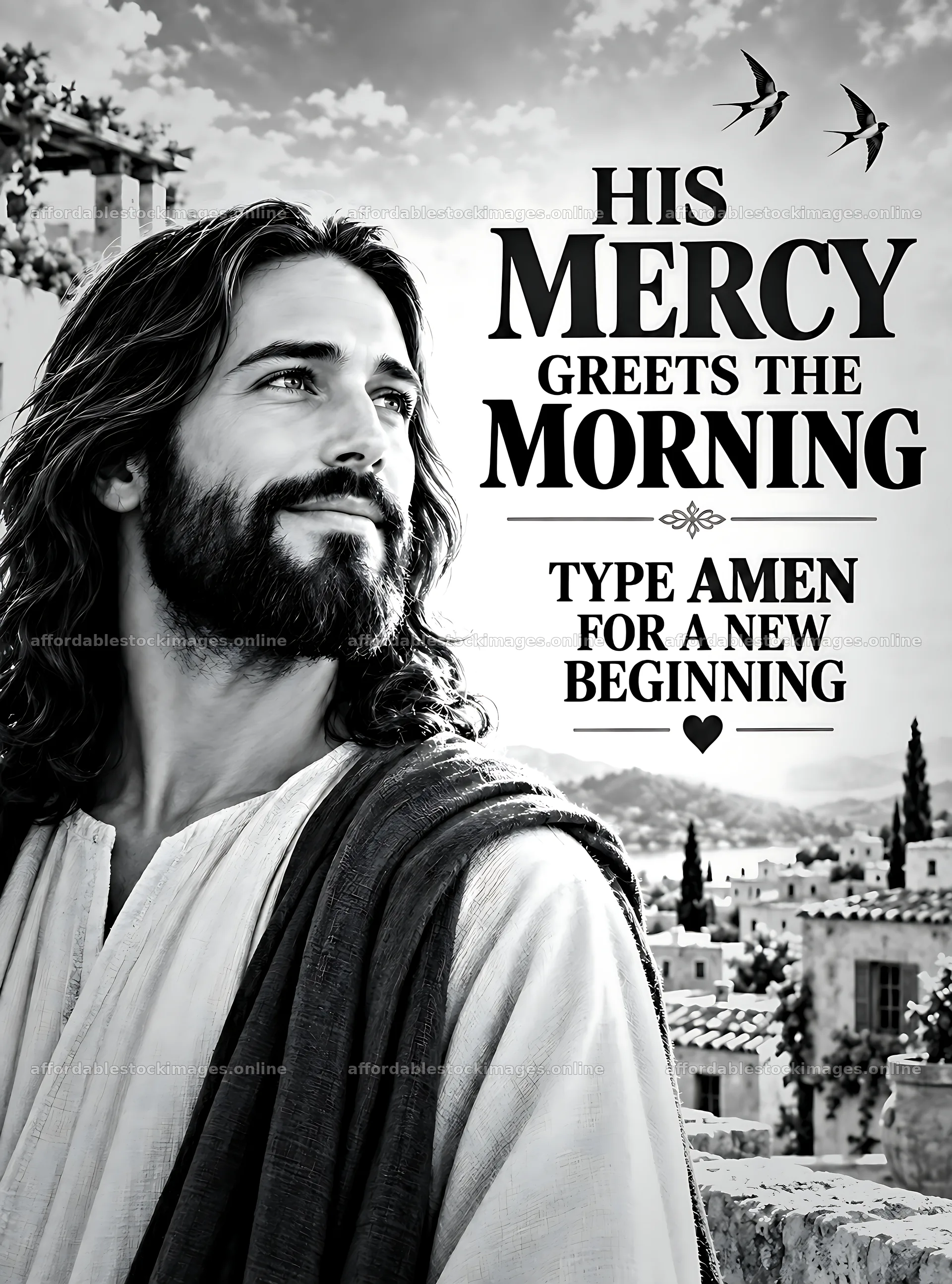 His mercy greets the morning for a new beginning – stock images 6836x9216