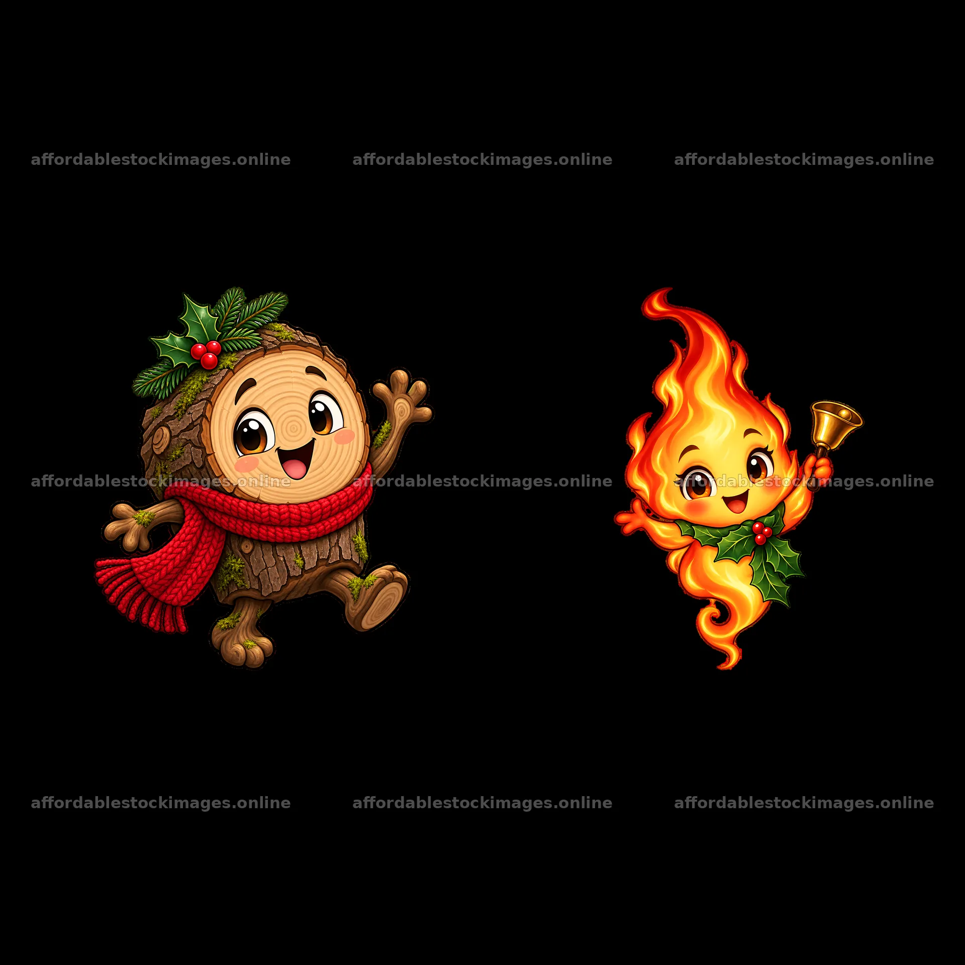 Two isolated cartoon figure stickers – stock images 7746x7746