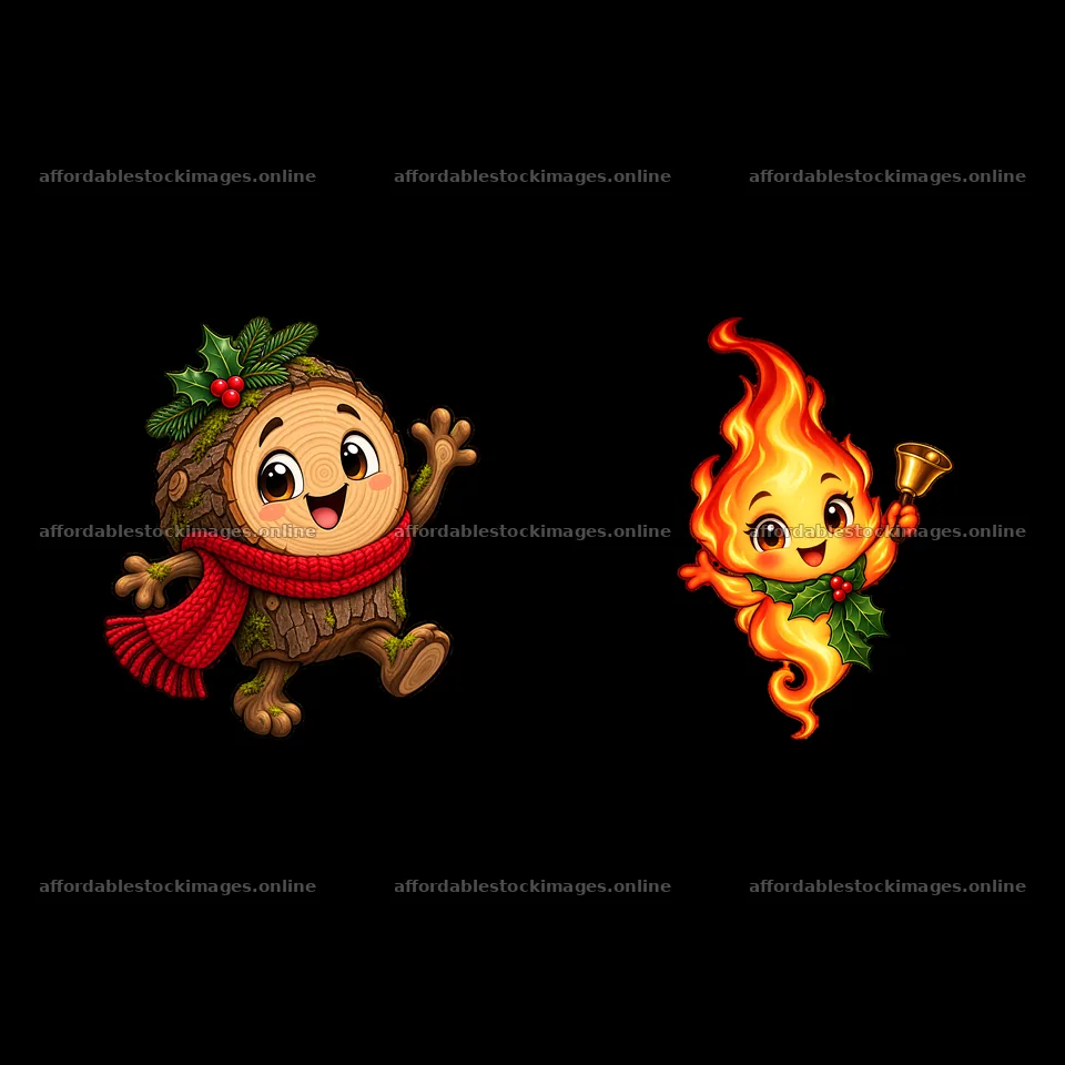 Two isolated cartoon figure stickers – stock images 7746x7746