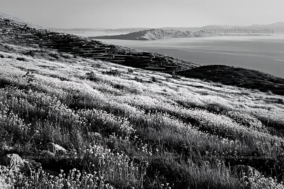 Croatian meadow above the Adriatic coast with wildflowers – stock images 9722x6480