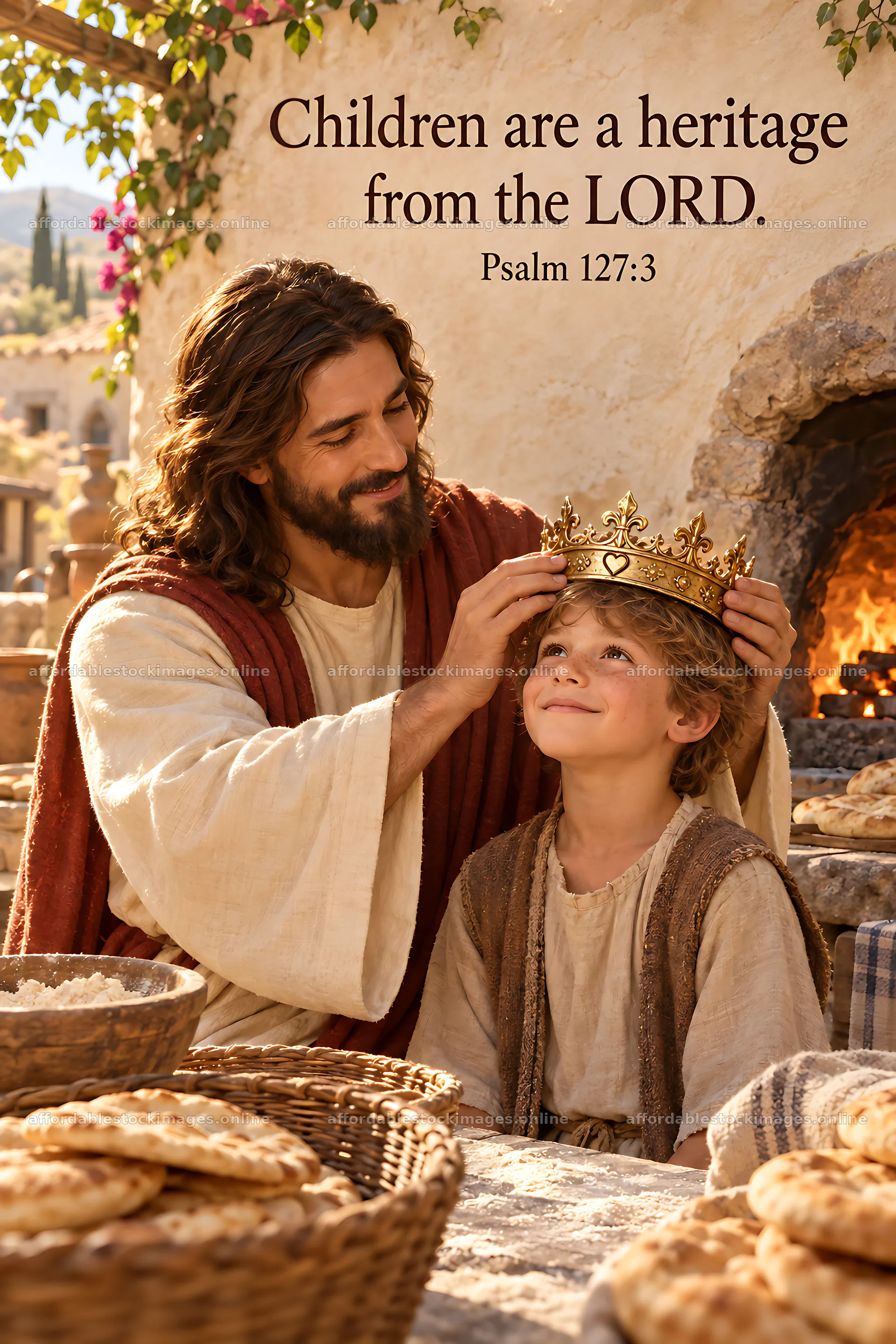 Blessing at the Bread Oven with a child – stock images 6480x9722