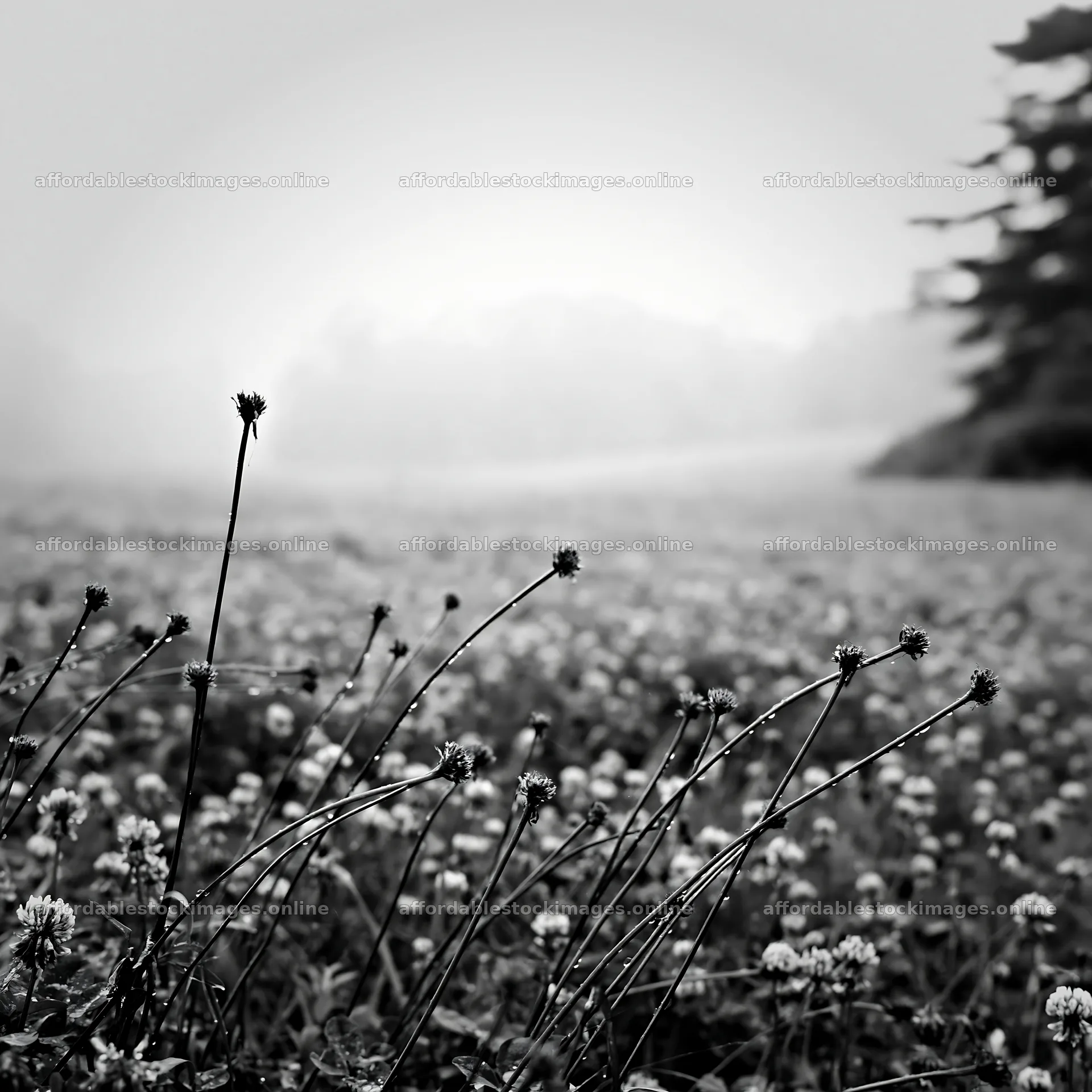 Iwate rain refreshed meadow seedhead foreground – stock images 7938x7938