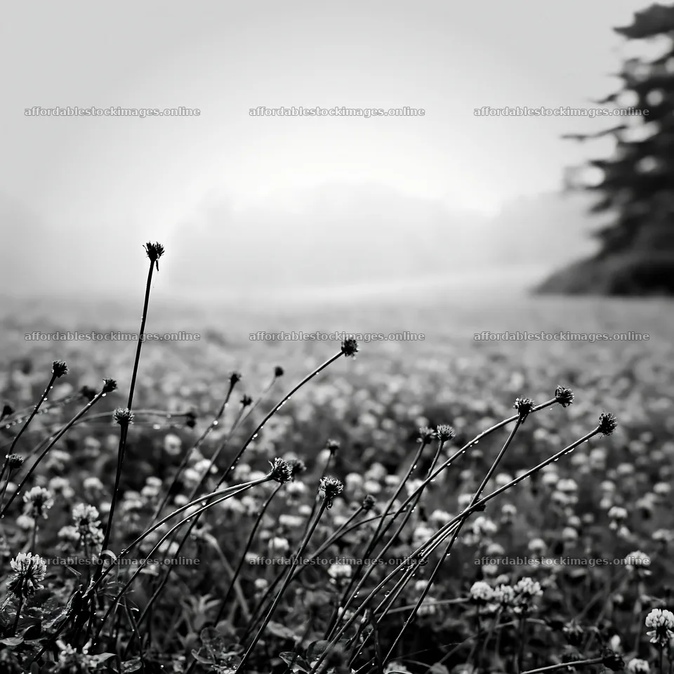 Iwate rain refreshed meadow seedhead foreground – stock images 7938x7938