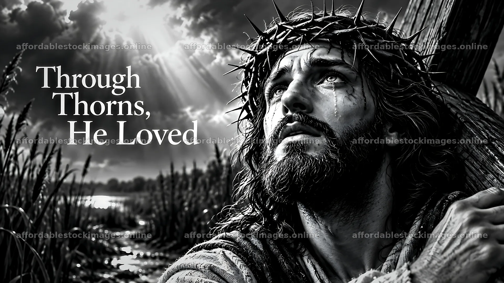 Through thorns, he loved with deep emotion and conviction – stock images 10580x5954