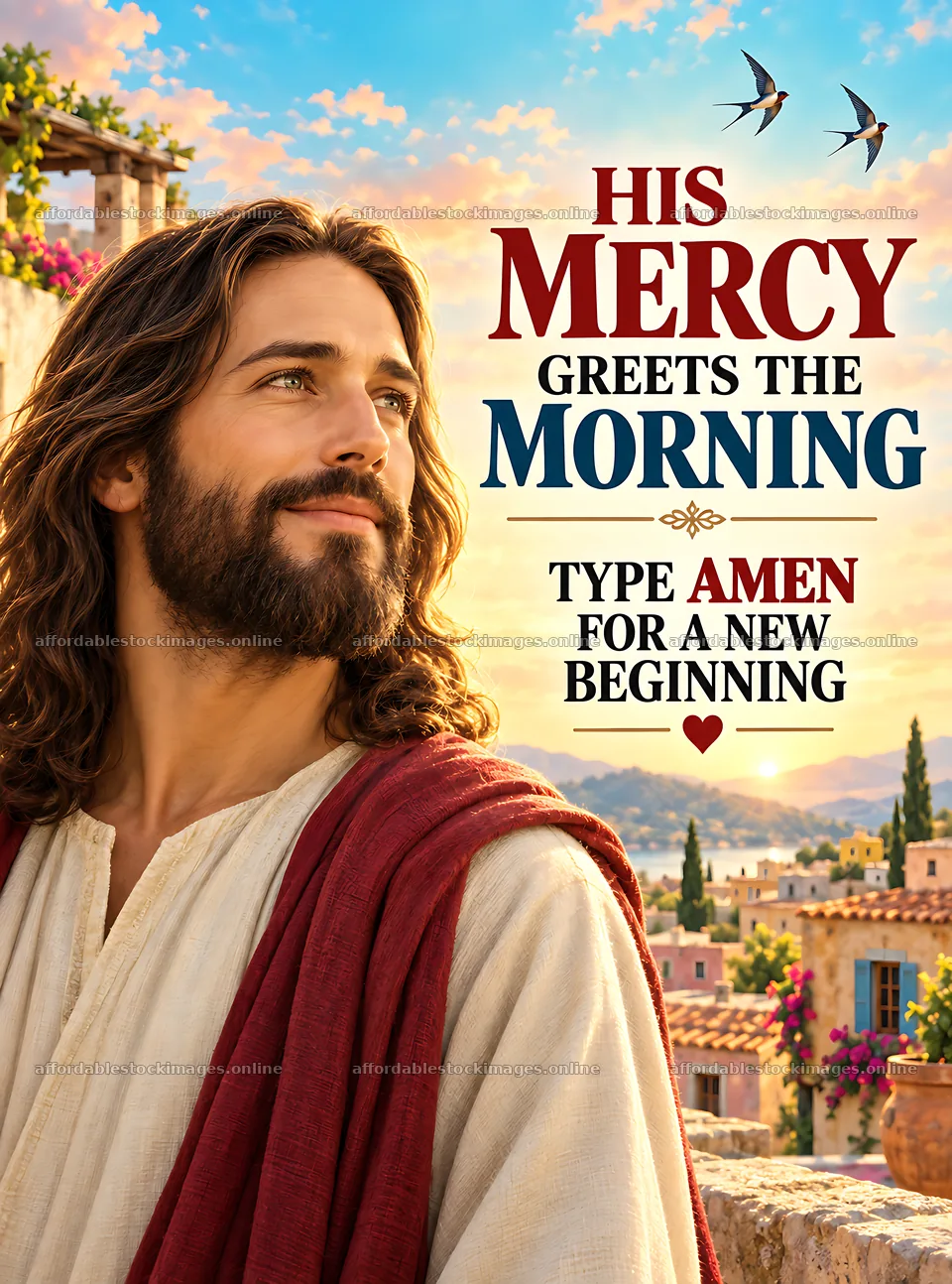 His mercy greets the morning with a new beginning – stock images 6836x9216
