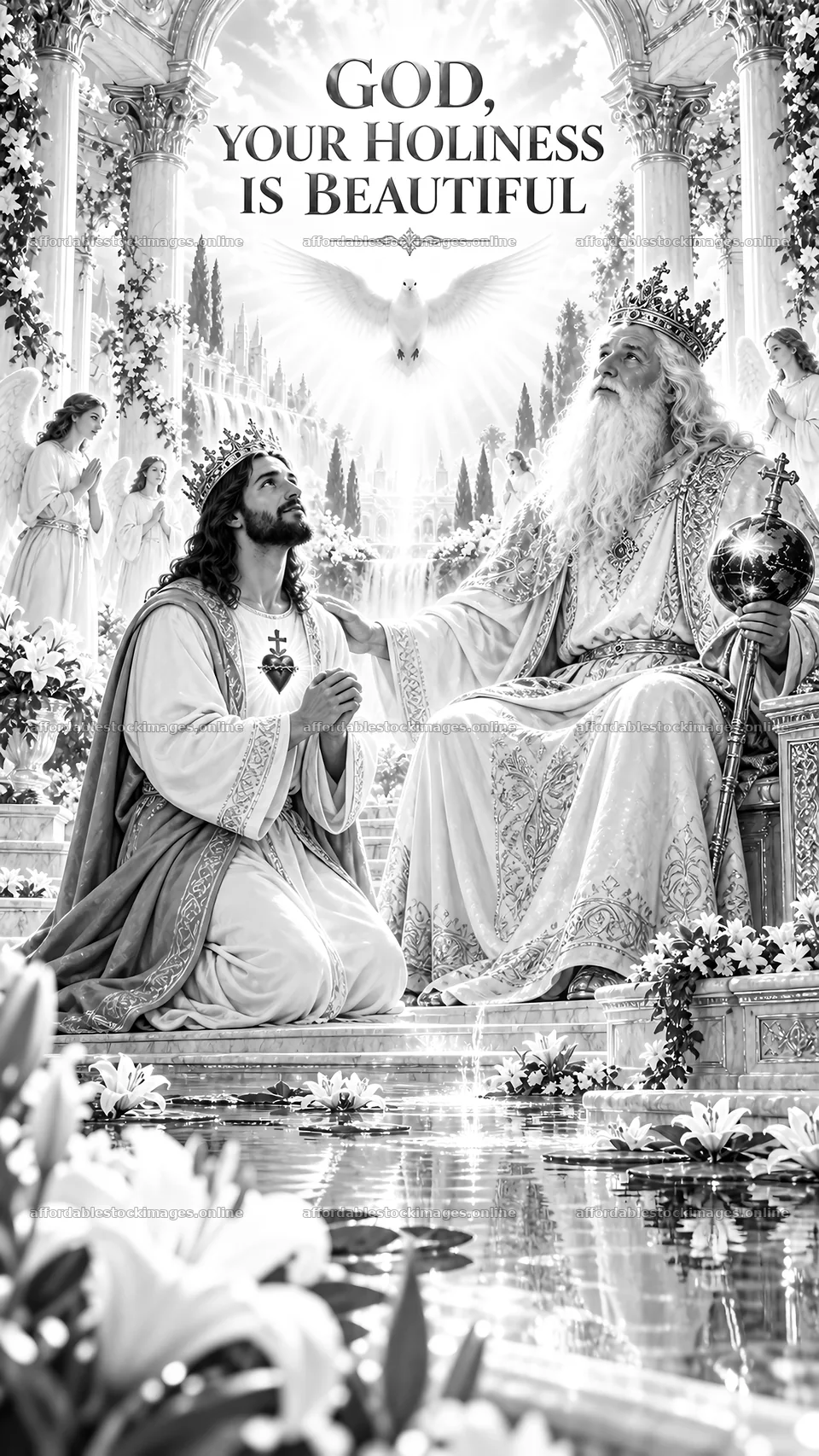 Jesus Christ worships in the presence of God – stock images 5811x10326