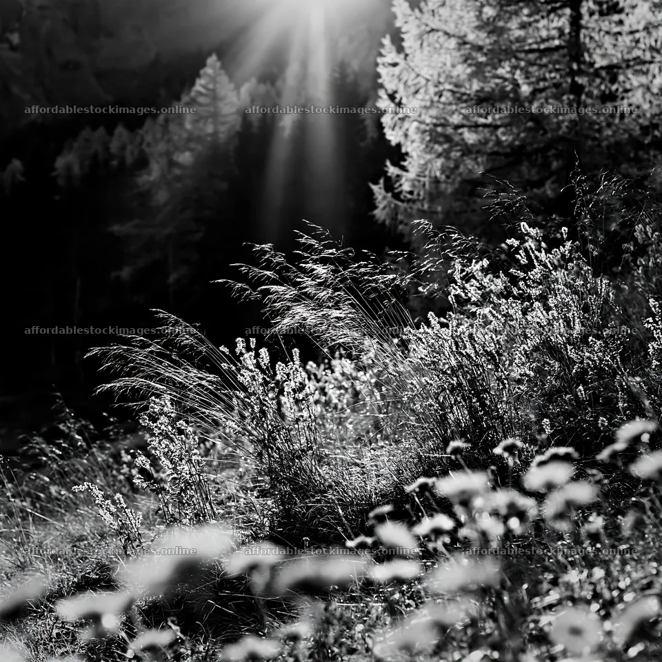 Light rays shining over meadow in Lauterbrunnen Valley – stock images 7938x7938