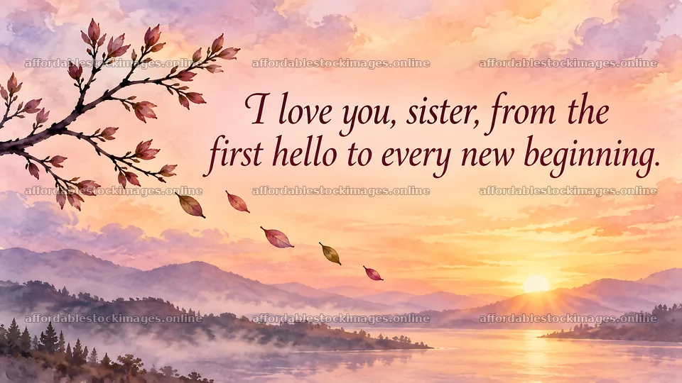 I Love You Sister Sunset Greeting Illustration – stock images 10324x5812
