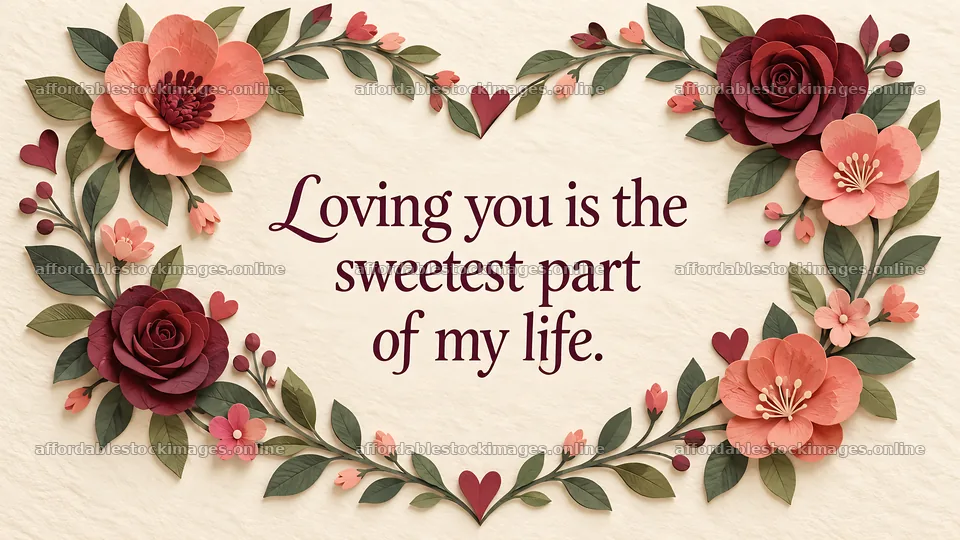 Floral Love Greeting with Romantic Message – stock images 10324x5812