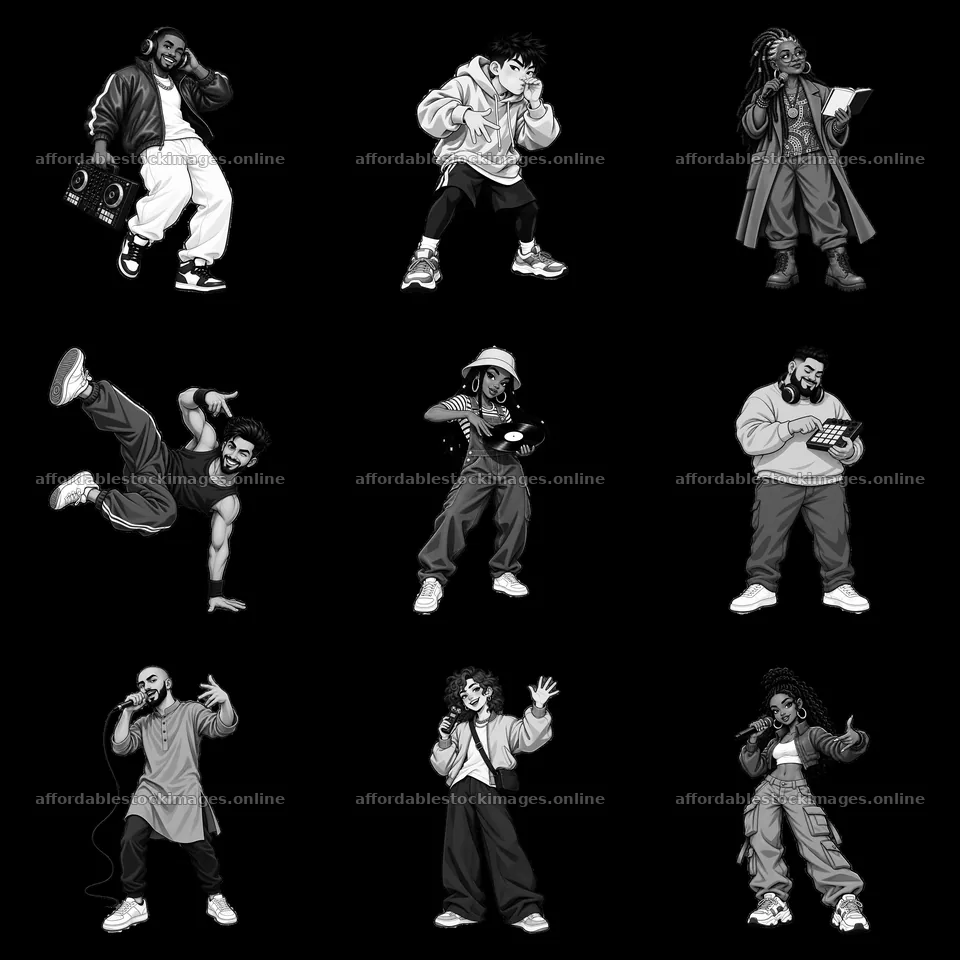 Hip-hop artists performing and expressing creativity in – stock images 7746x7746