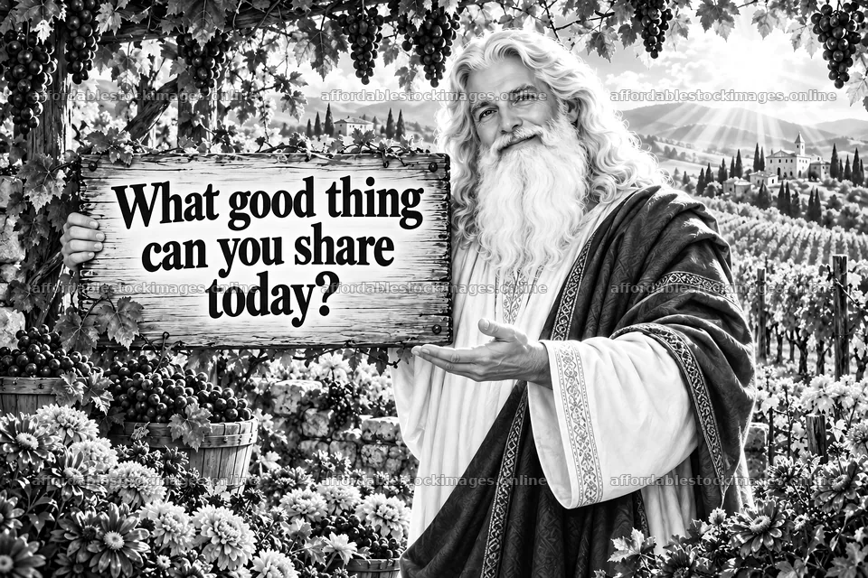 Jesus Christ invites sharing good deeds in a vineyard – stock images 9487x6325