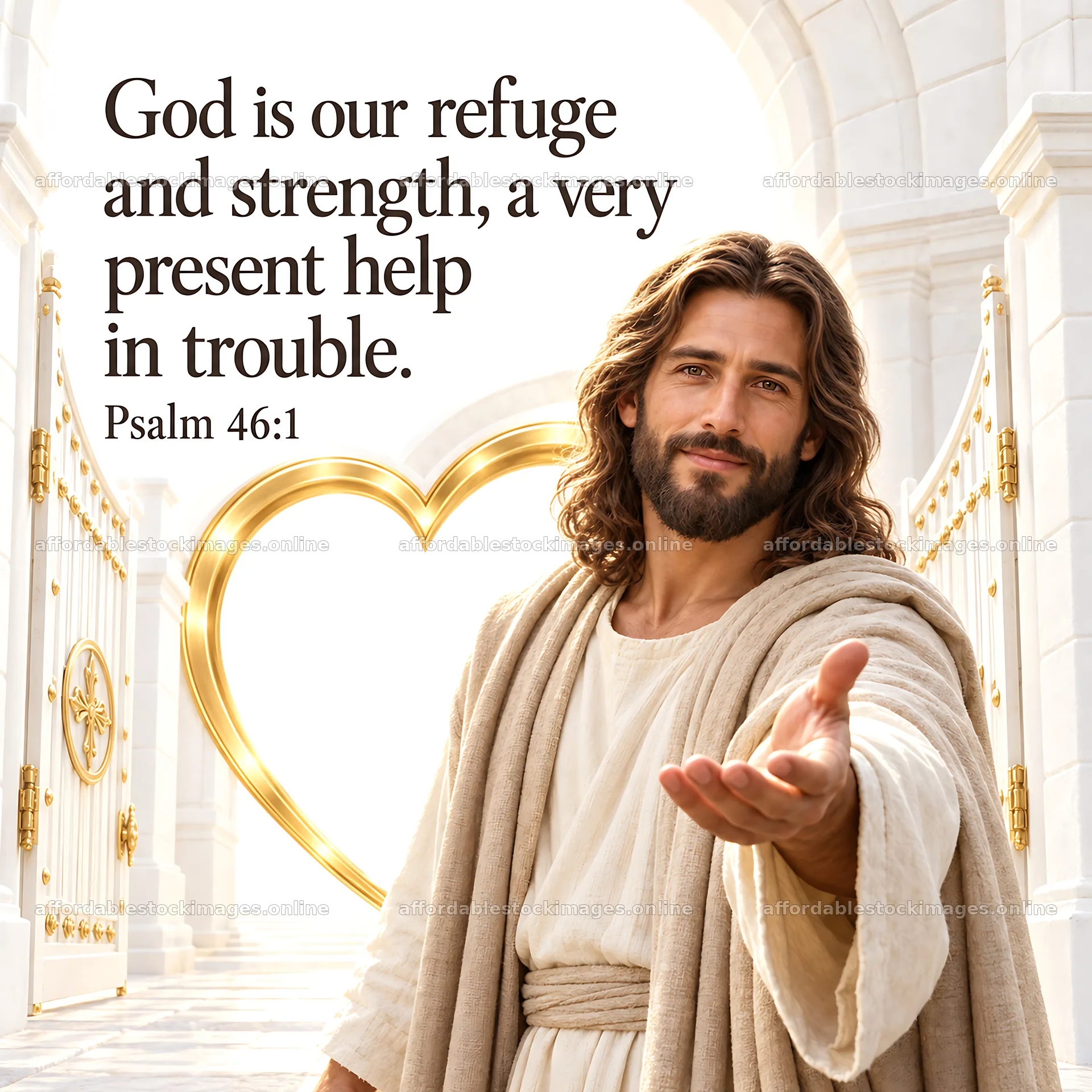 Jesus Christ offering help and comfort in times of trouble – stock images 7746x7746