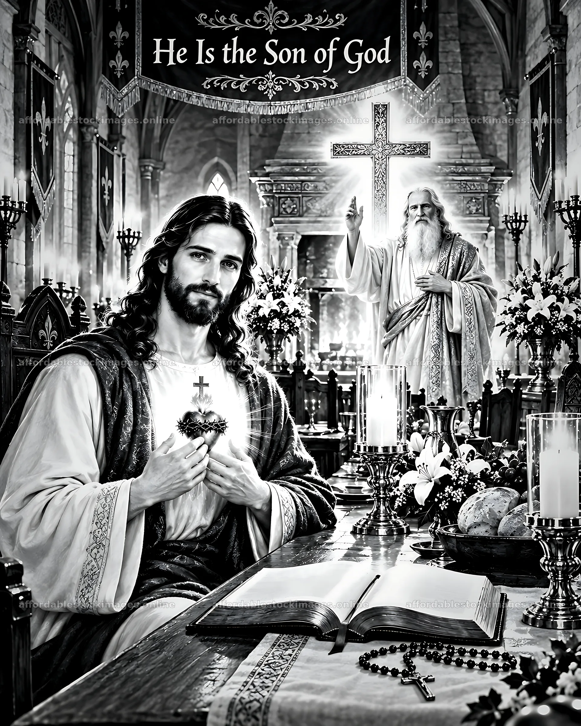 Communion in the pilgrim hall – stock images 7100x8872