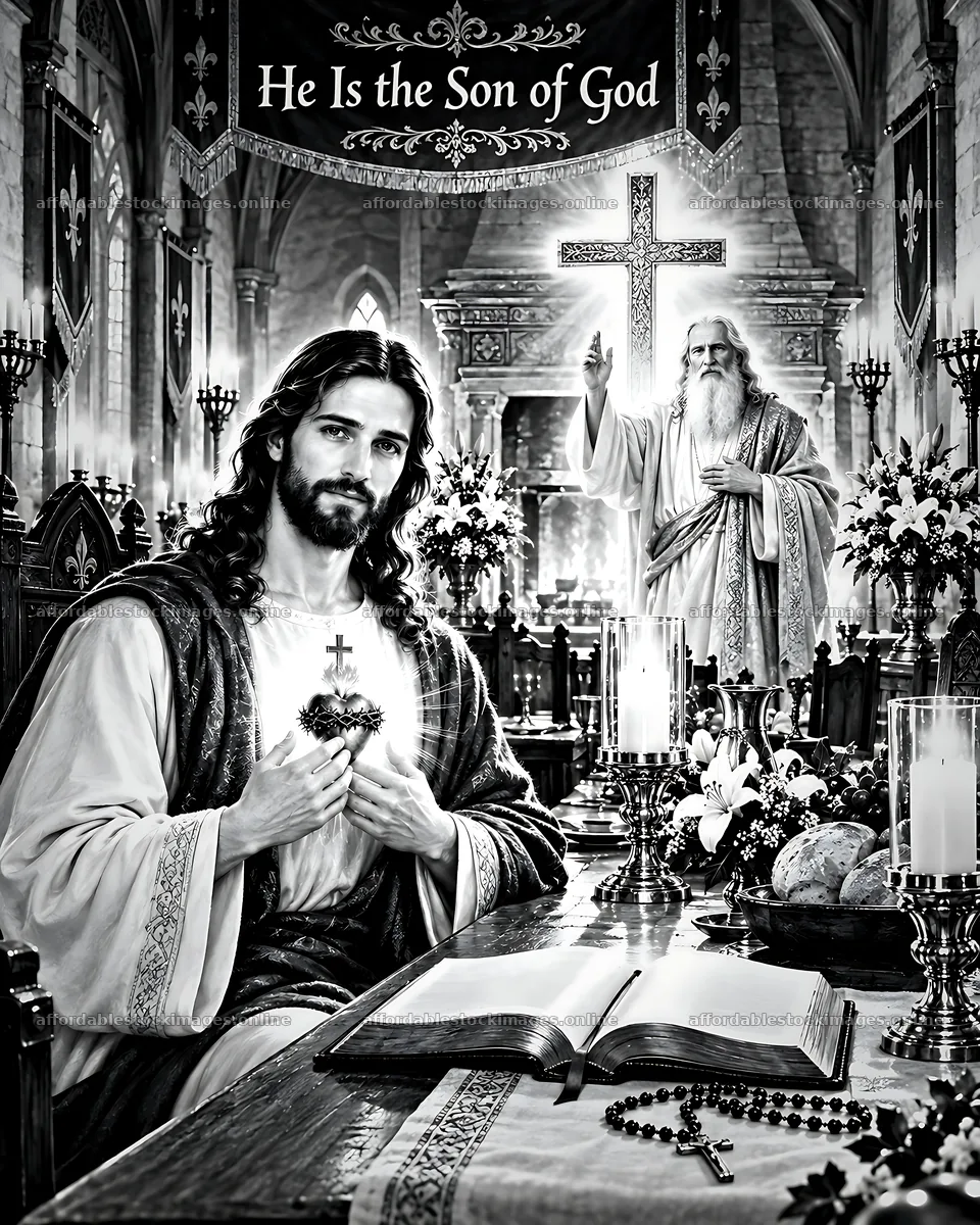 Communion in the pilgrim hall – stock images 7100x8872