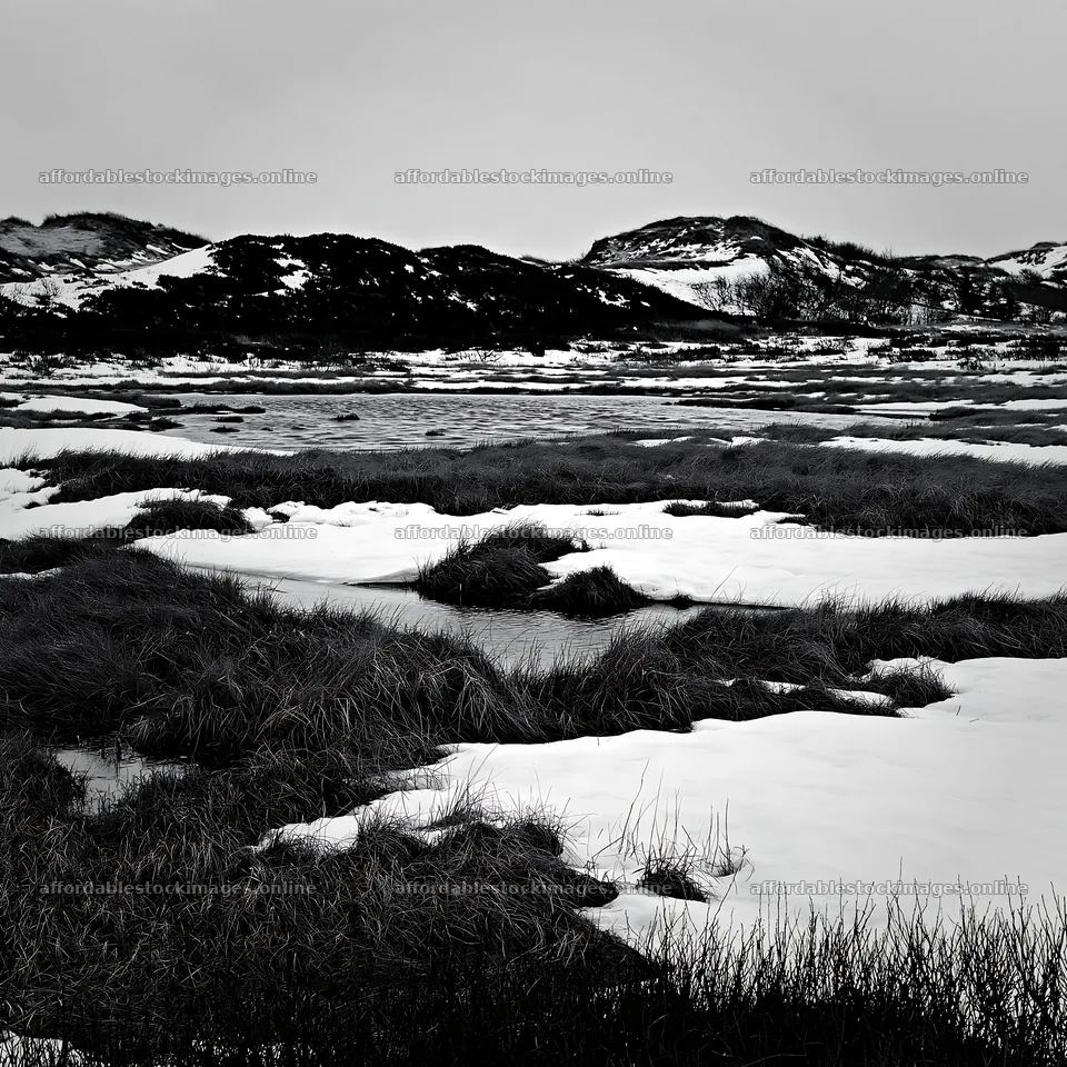 Dune meadow with snow in a winter landscape – stock images 7938x7938