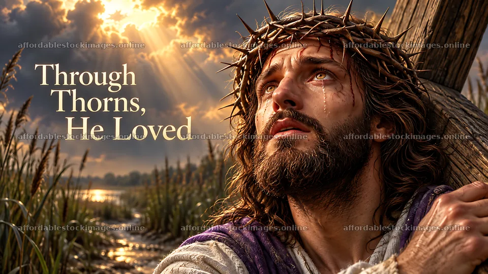 Through thorns, he loved – stock images 10580x5954