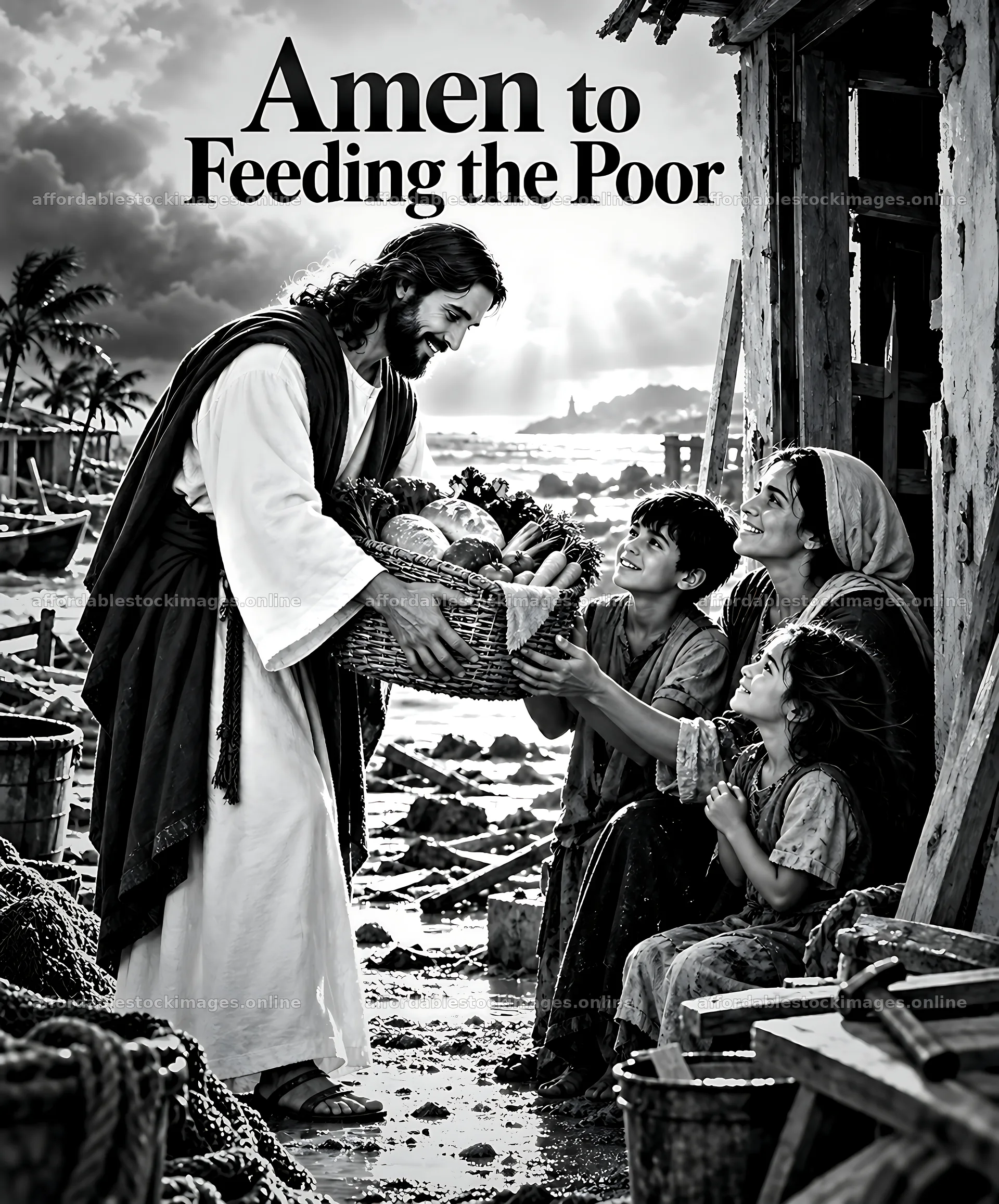 Providing food to families in need after the storm – stock images 7228x8716